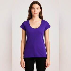 Theory Women’s Scoop Neck Short Sleeve T-Shirt Purple Size L